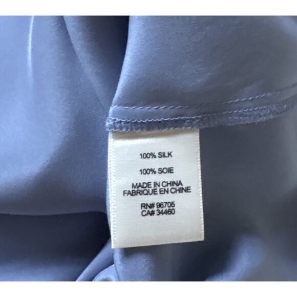 Tailored REBECCA TAYLOR Womens Size 8 Blue 100% Silk Sleeveless Tie Neck Shirt - Picture 7 of 8